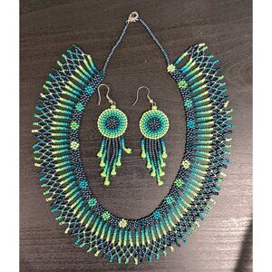 Artisan Beaded Necklace and Earring Set